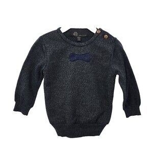 Little Cocoon Boys Bow Tie Crew Neck Knit Sweater Baby 12M Gray Stretch
